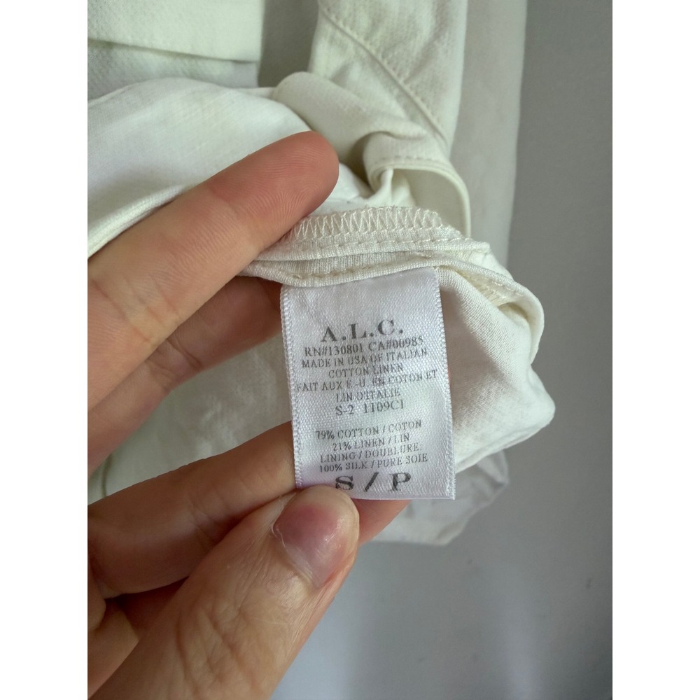 $795 A.L.C. Cotton Linen Utility Jacket Small White Excellent Silk Lined Belted - Picture 6 of 7